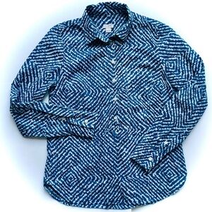 J.CREW Teal & White Collared Popover Top